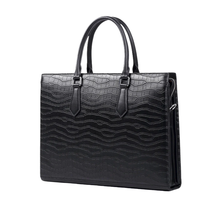 Croc Skin Print Briefcase Bag