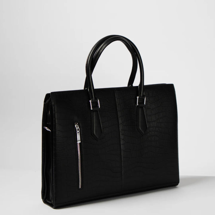 Croc Skin Print Briefcase Bag