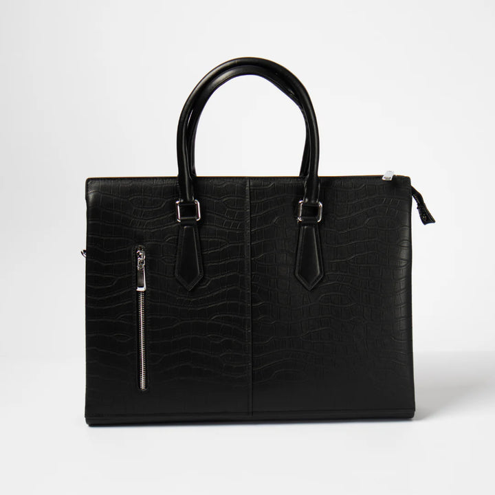 Croc Skin Print Briefcase Bag