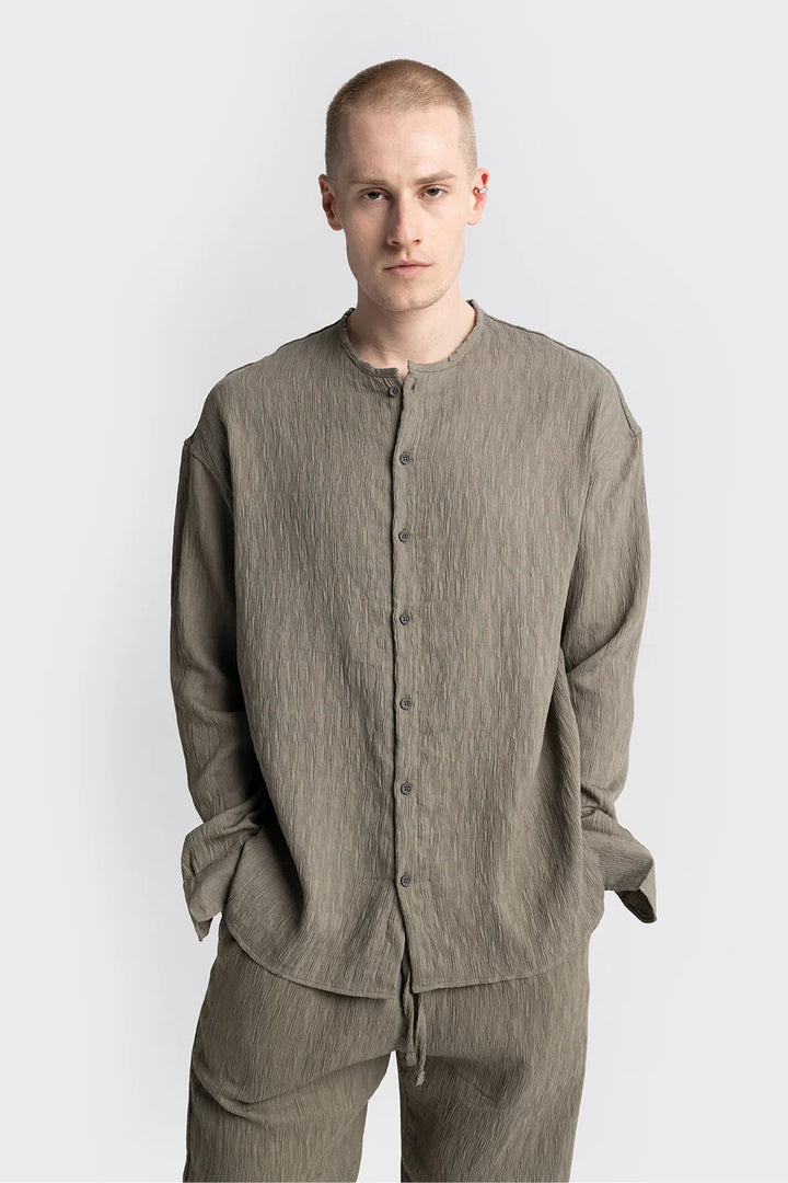 Giesto creased long sleeve shirt in sage green