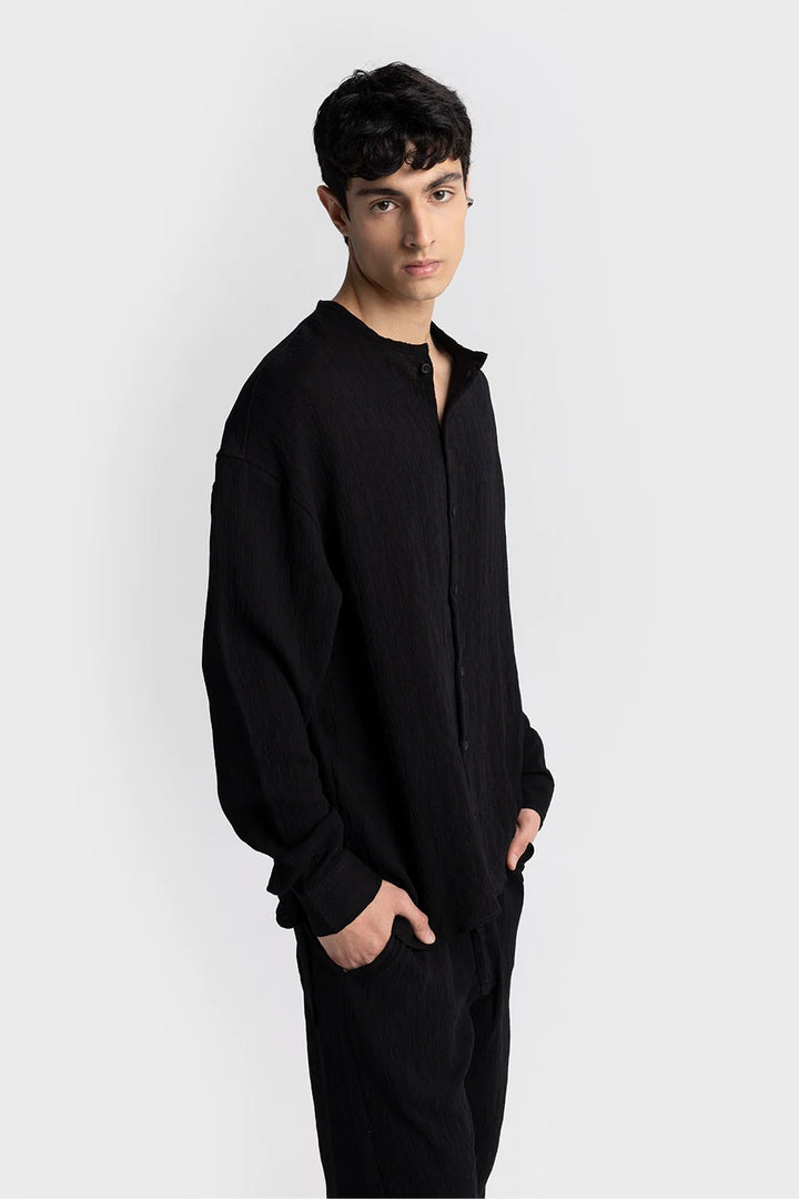 Giesto creased long sleeve shirt in black