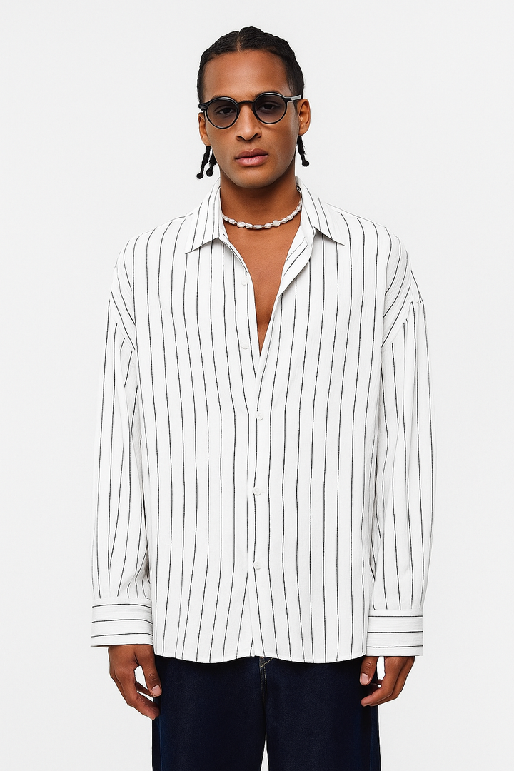 Essence of Life Pinstripe Shirt in White