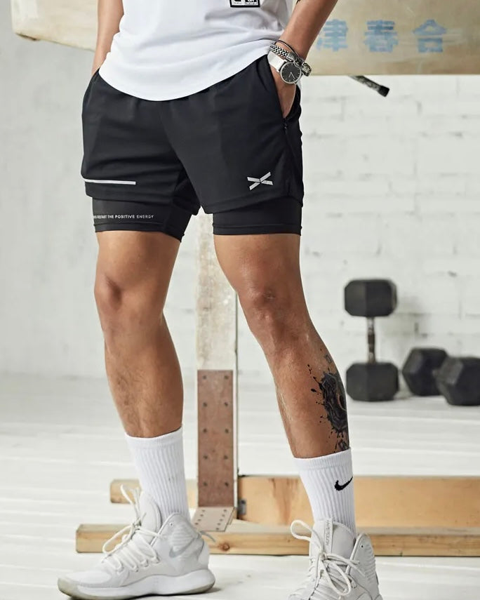 Sports double layered compression shorts in black – Garmisland