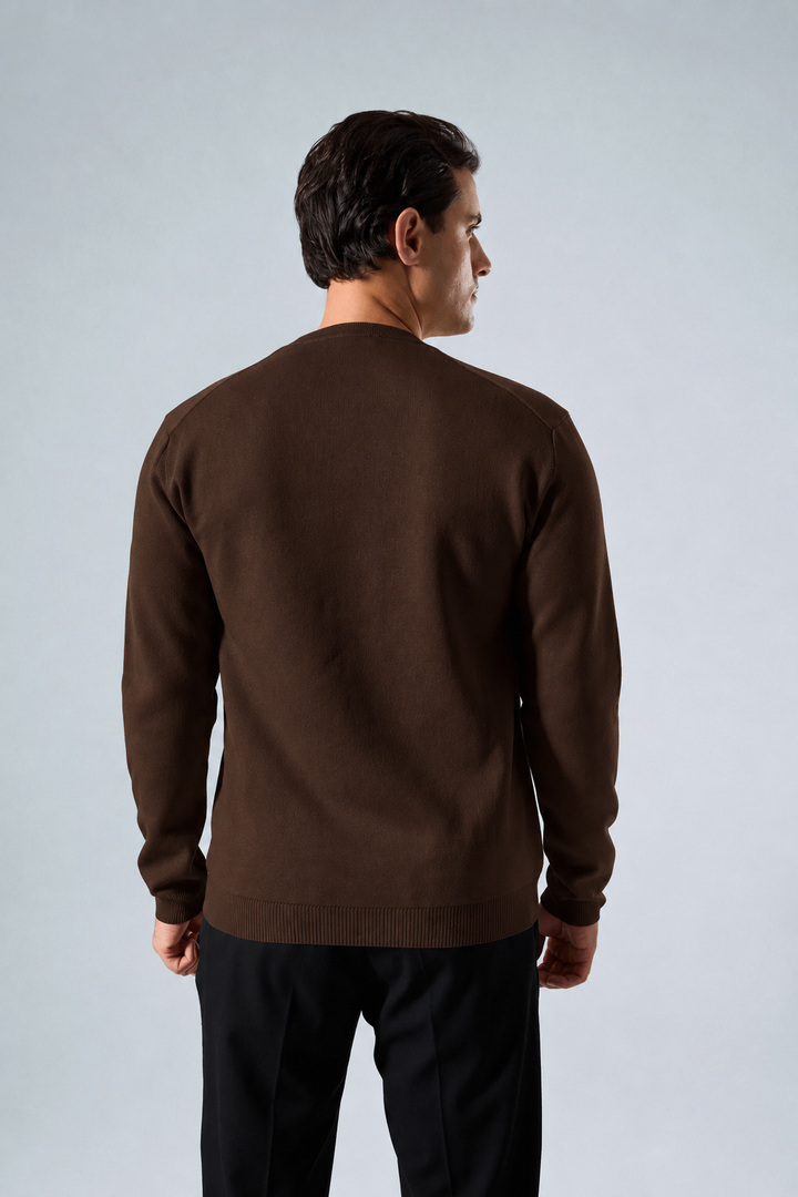 Massimo long sleeve Henley shirt in brown