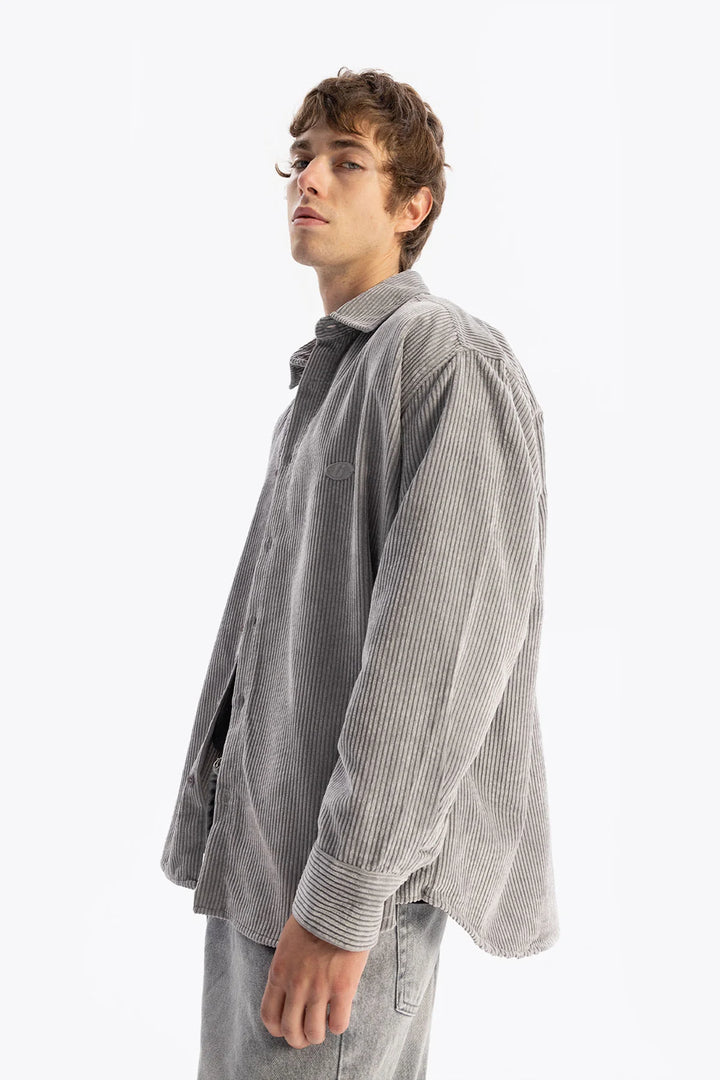 Giesto pleated corduroy shirt in grey