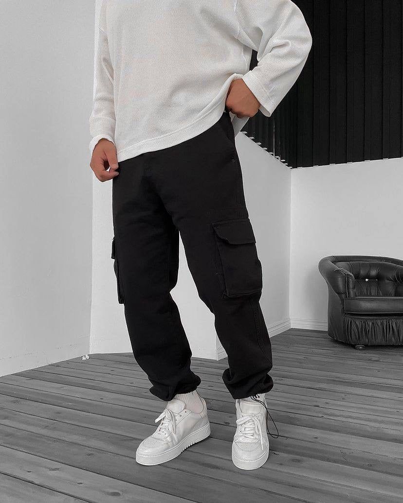 Difransel Cargo Baggy Jeans in Black