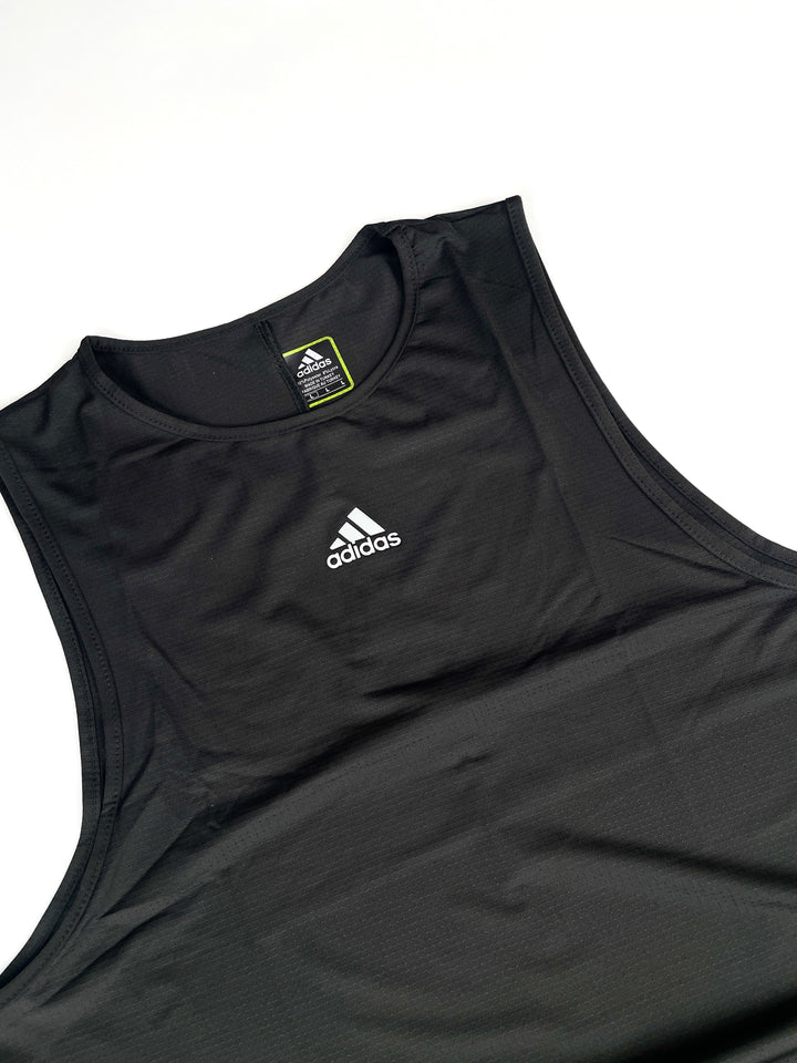 Adidas center logo armless sports t-shirt in black