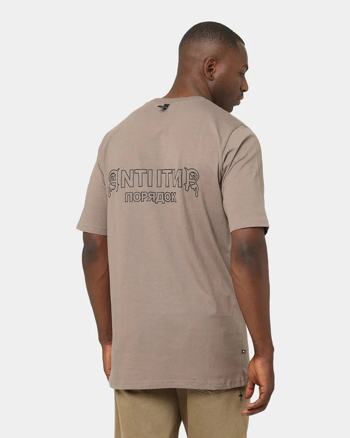 The Anti Order Logo Military T-Shirt in brown