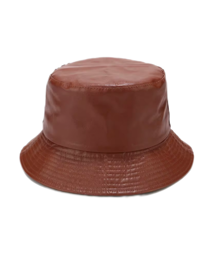 PU Leather bucket hat in brown