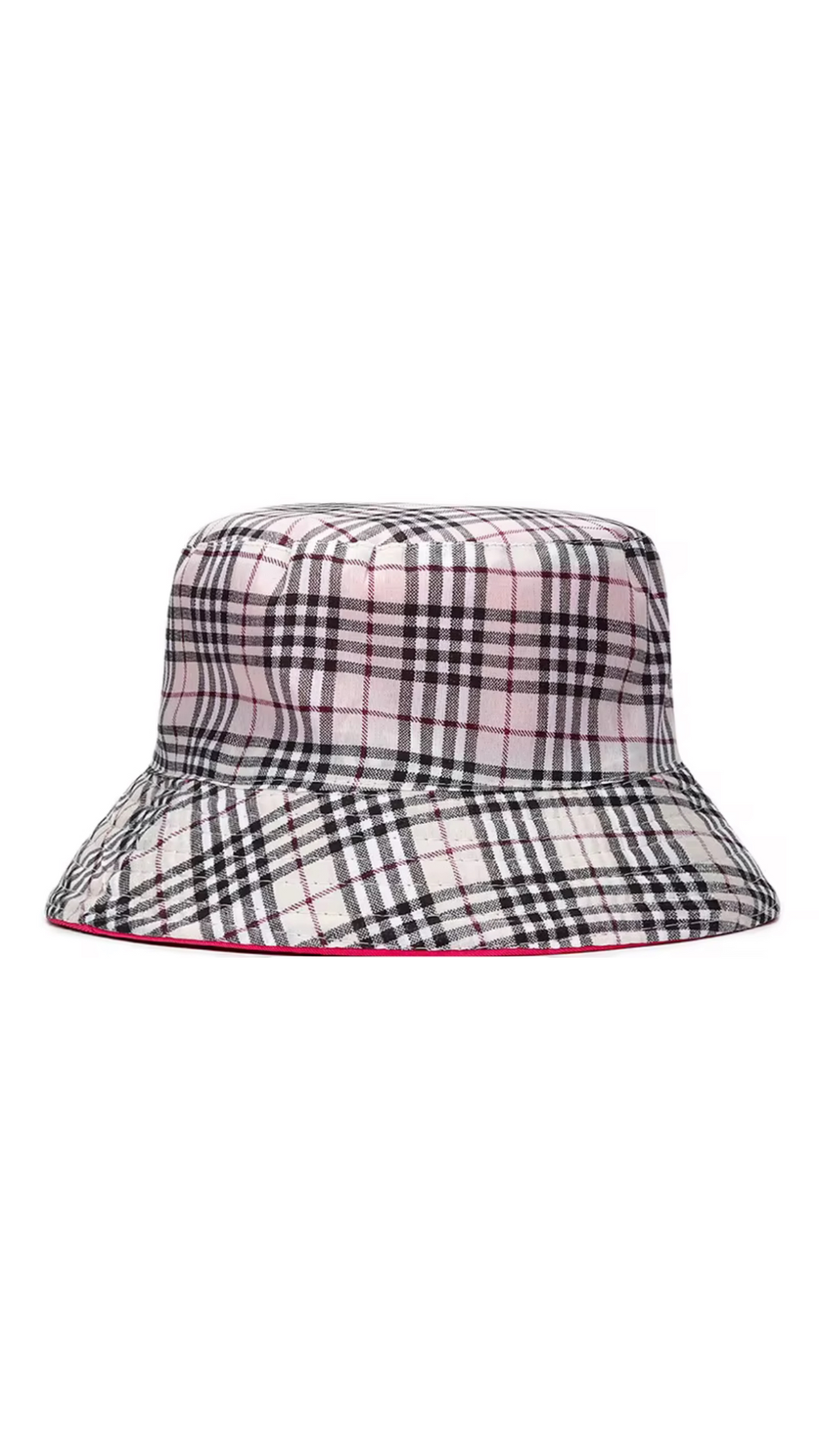 Checkered reversible bucket hat in red