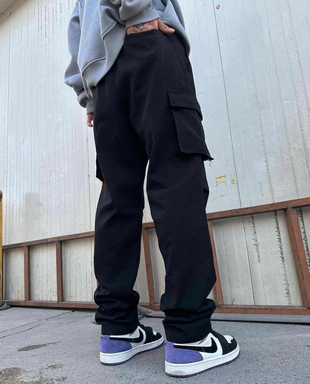 Difransel baggy cargo pants in black with drawstrings