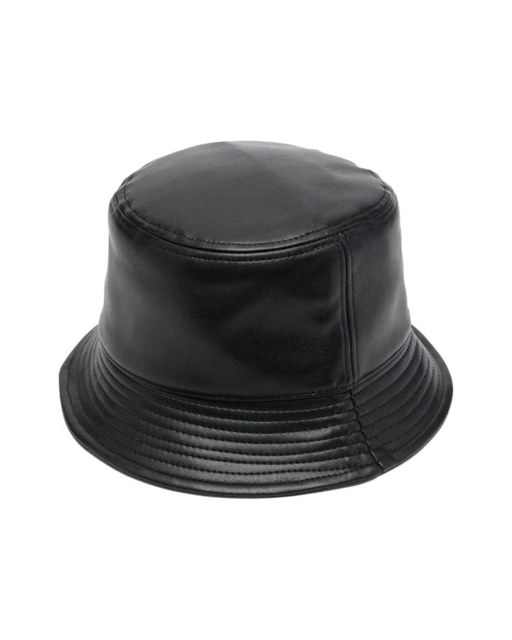 PU leather bucket hat in black