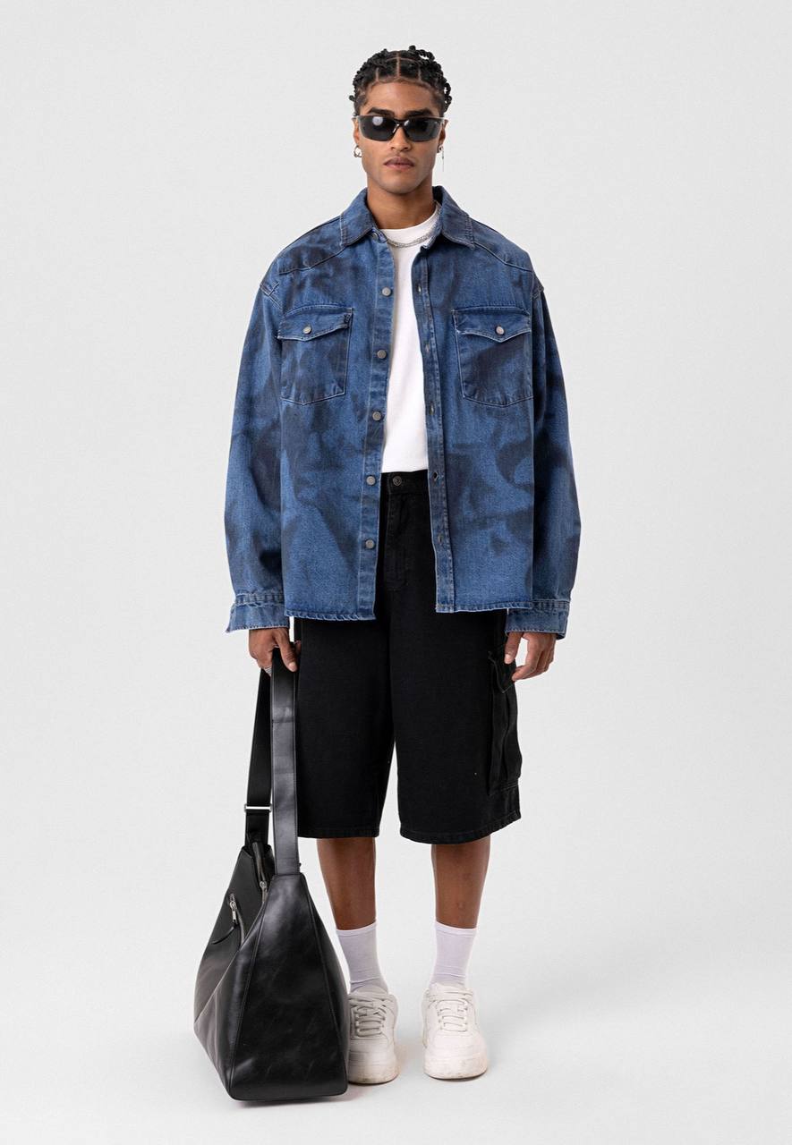 VAMOS DENIM WASH JACKET IN DARK BLUE