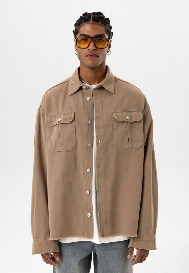 VAMOS DENIM JACKET IN BROWN