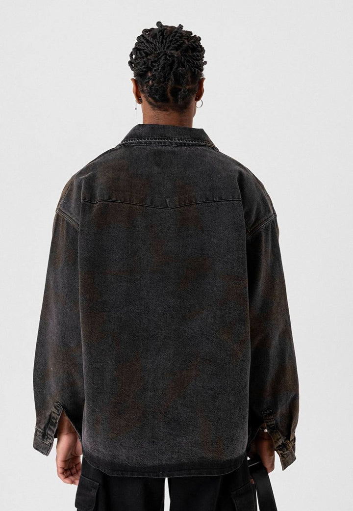 VAMOS ACID WASH DENIM JACKET IN BLACK