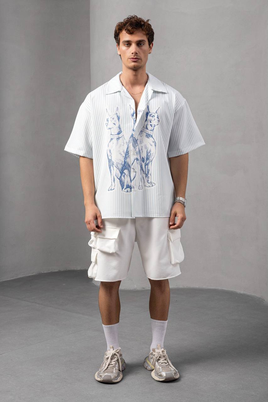 2morrow Boxy Striped Shirt in Blue
