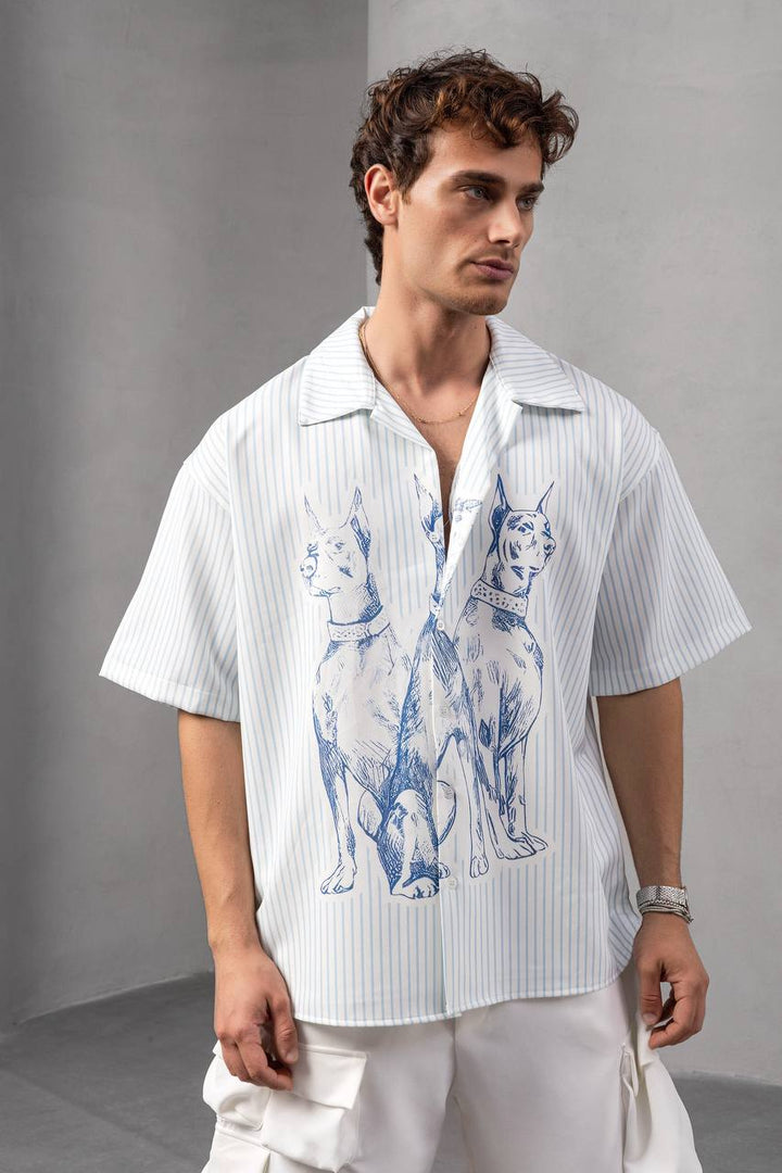 2morrow Boxy Striped Shirt in Blue