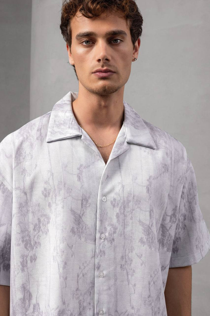 2morrow Short Sleeve Revere Shirt in Grey