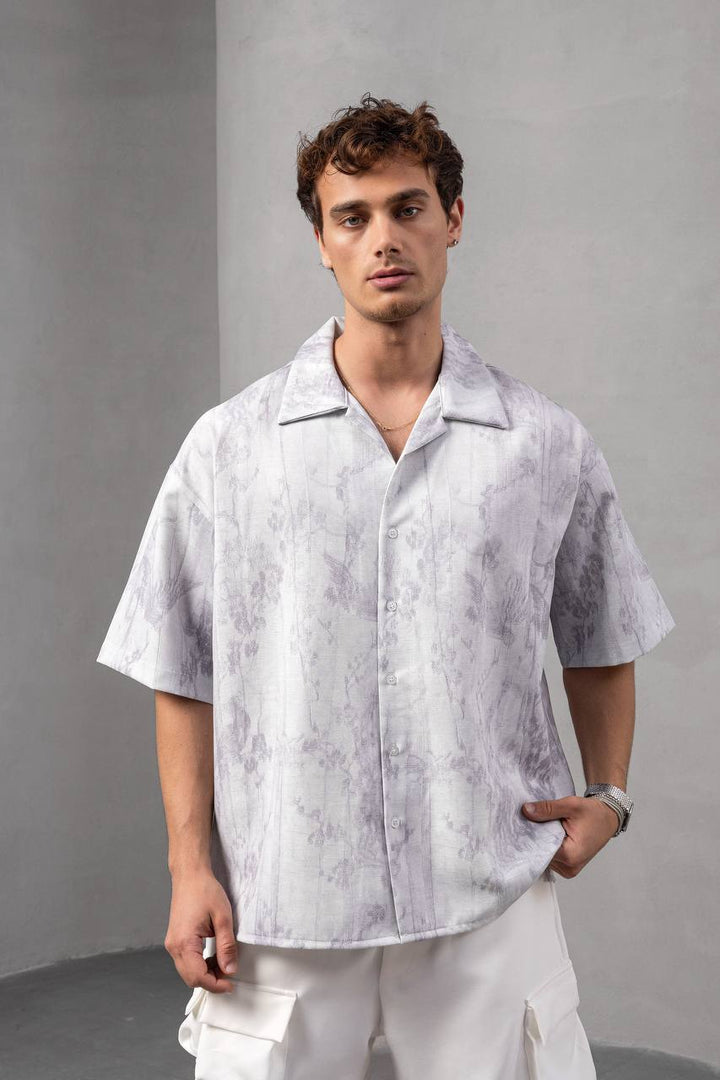 2morrow Short Sleeve Revere Shirt in Grey