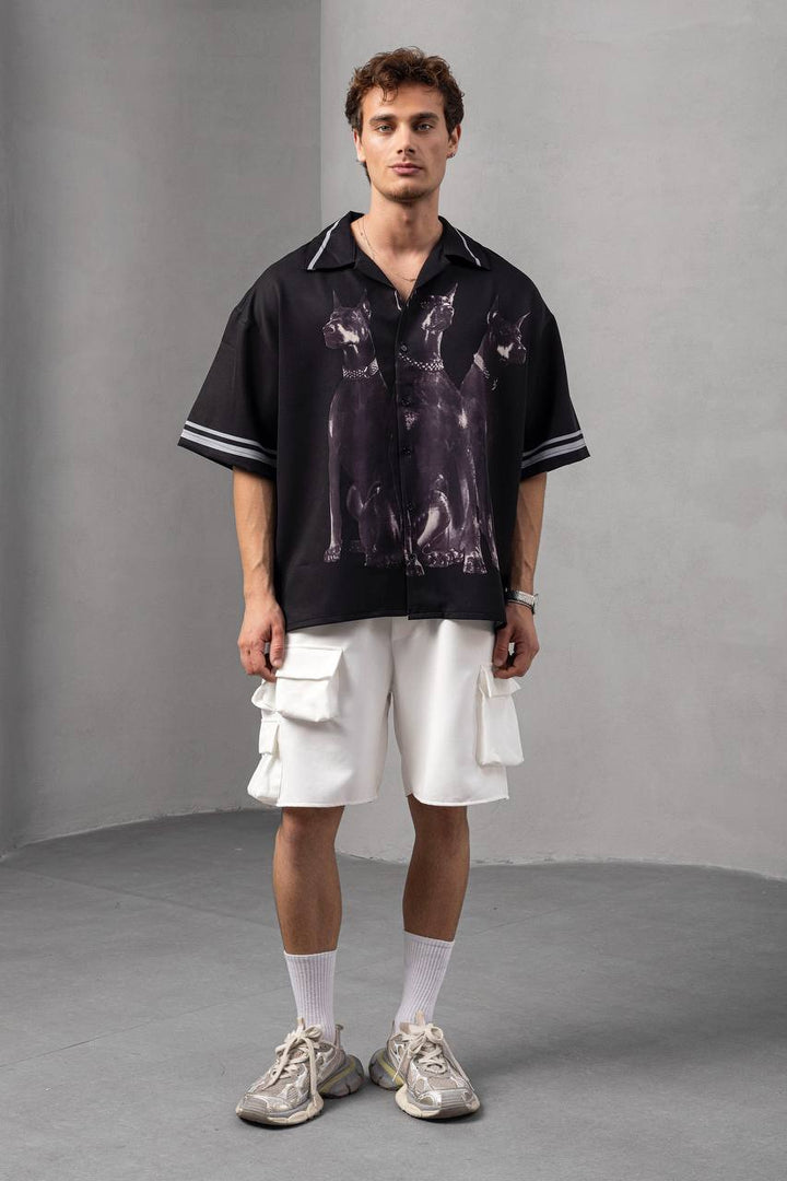 2morrow Dobberman Short Sleeve Revere Shirt in Black