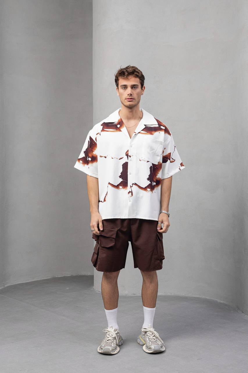 2morrow Burnt Silk Short Sleeve Revere Shirt in White