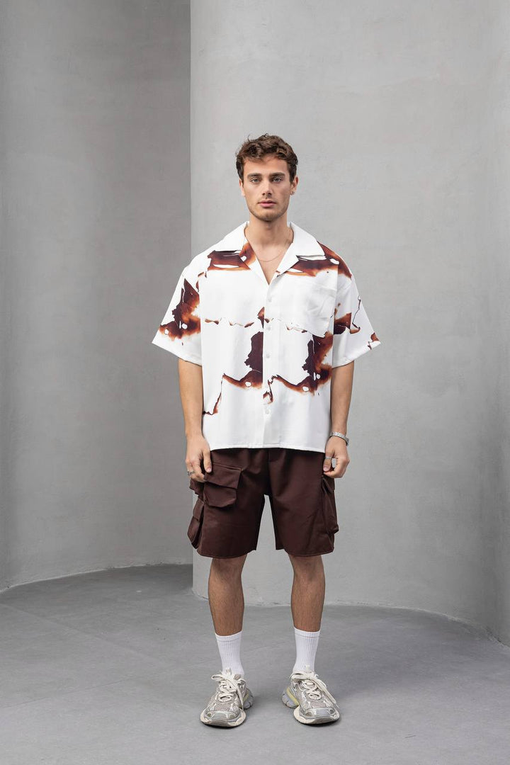 2morrow Burnt Silk Short Sleeve Revere Shirt in White