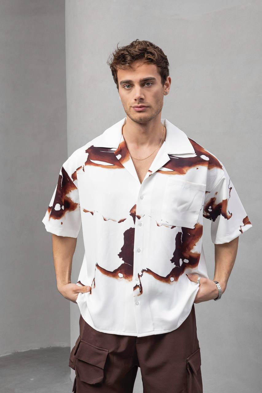 2morrow Burnt Silk Short Sleeve Revere Shirt in White