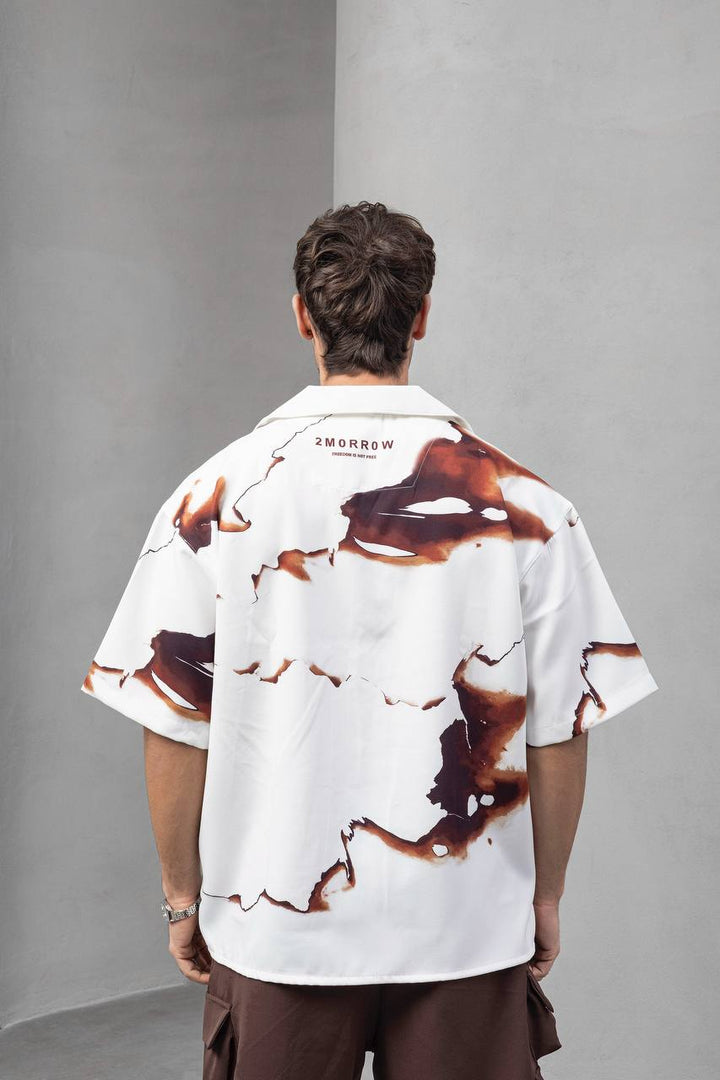 2morrow Burnt Silk Short Sleeve Revere Shirt in White