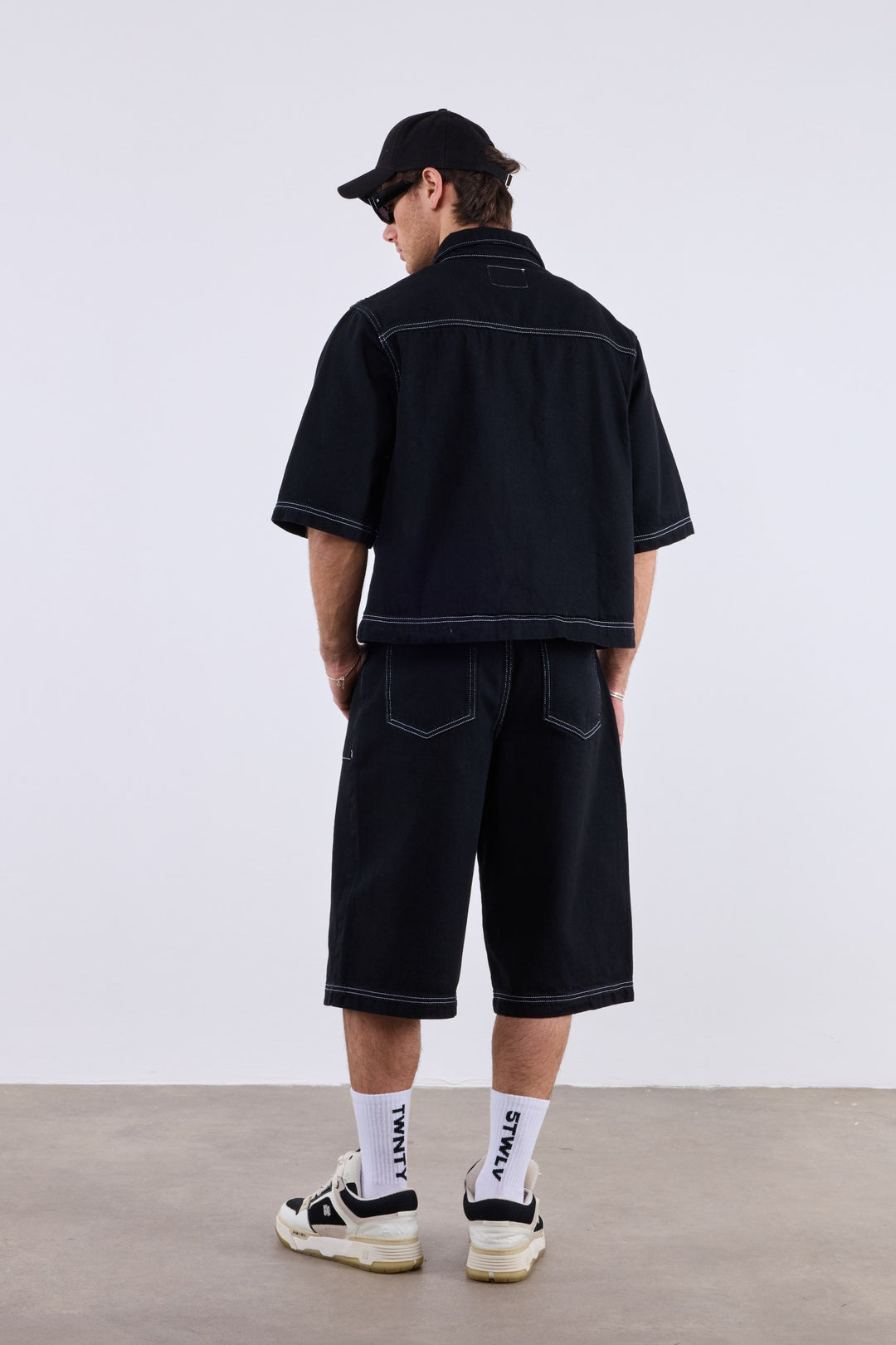 2512 Denim Short Set in Black