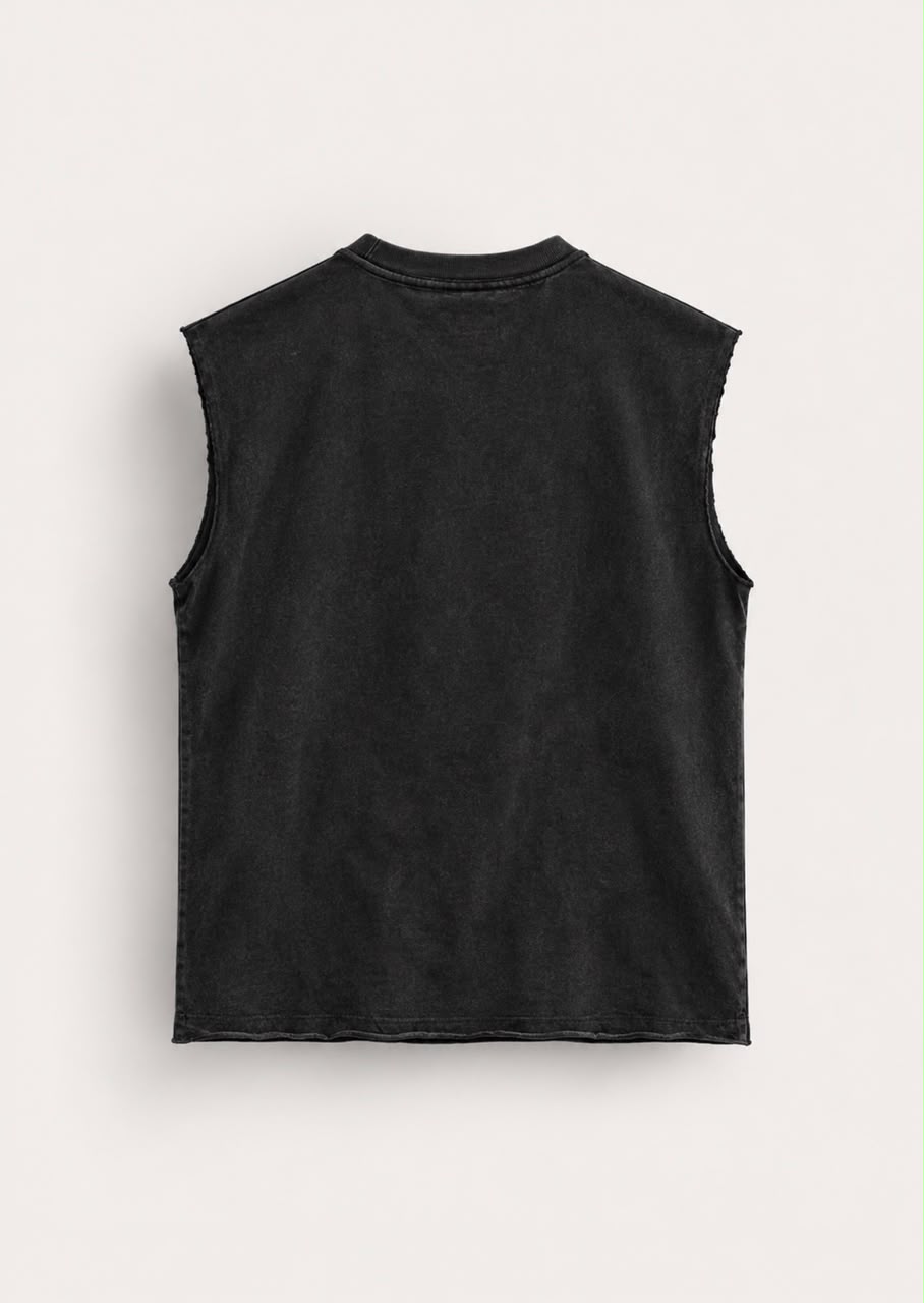 Garm Island Sleeveless Graphic T-shirt in acid wash