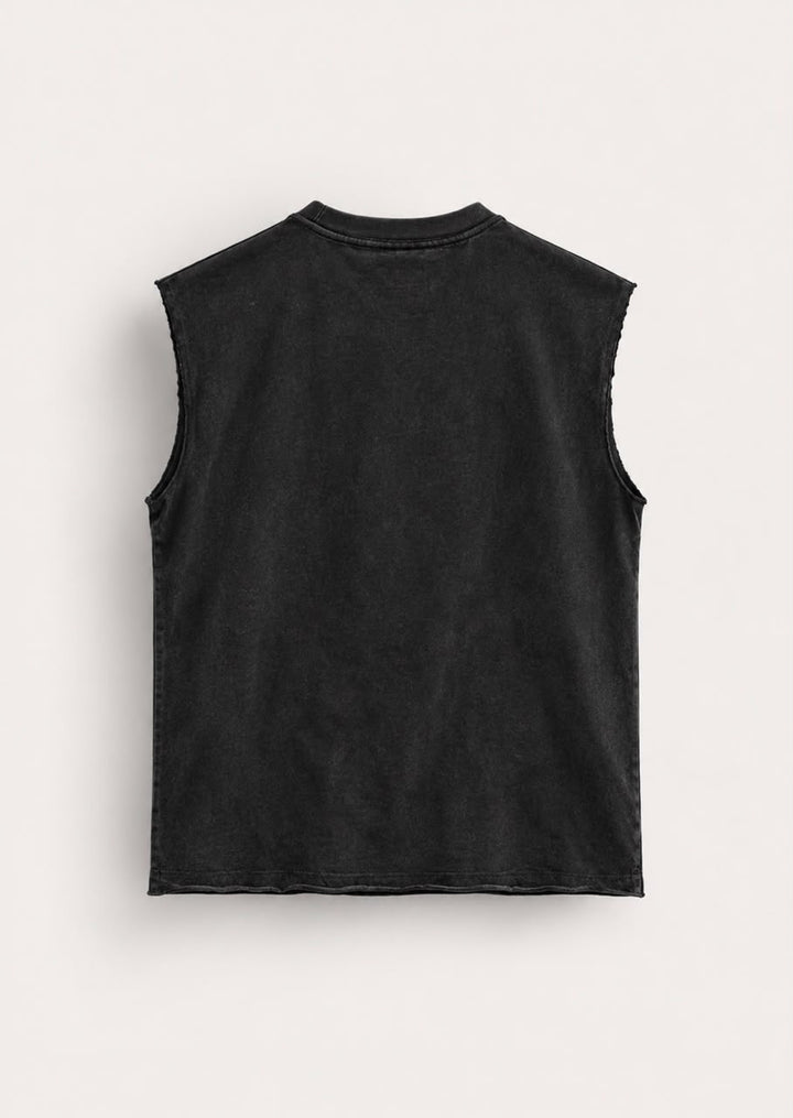 Garm Island Sleeveless Graphic T-shirt in acid wash