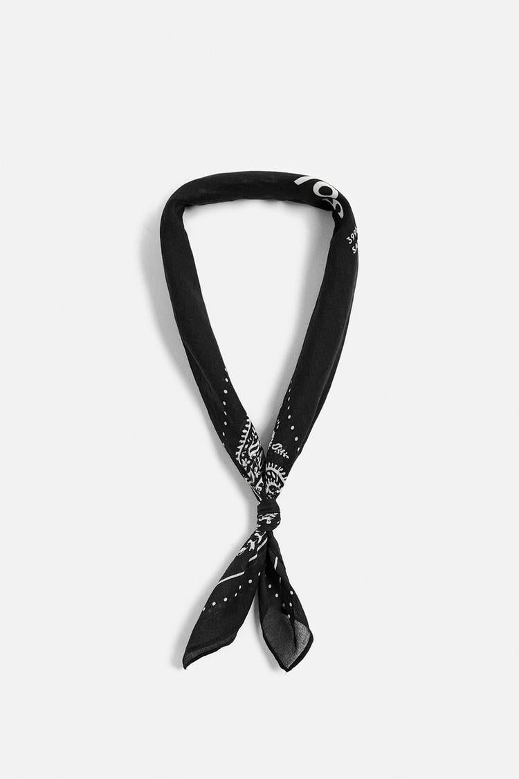 ZARA PAISLEY LOGO BANDANA IN BLACK