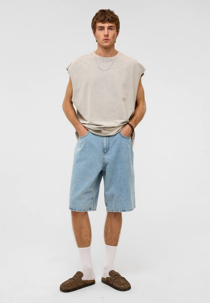 Vamos Baggy Jeans Shorts in Light Blue