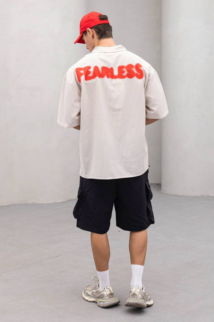 2morrow Boxy Striped Short Sleeve Shirt with Backprint