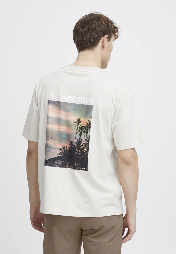 Solid ELAN - Print T-shirt in Oatmeal