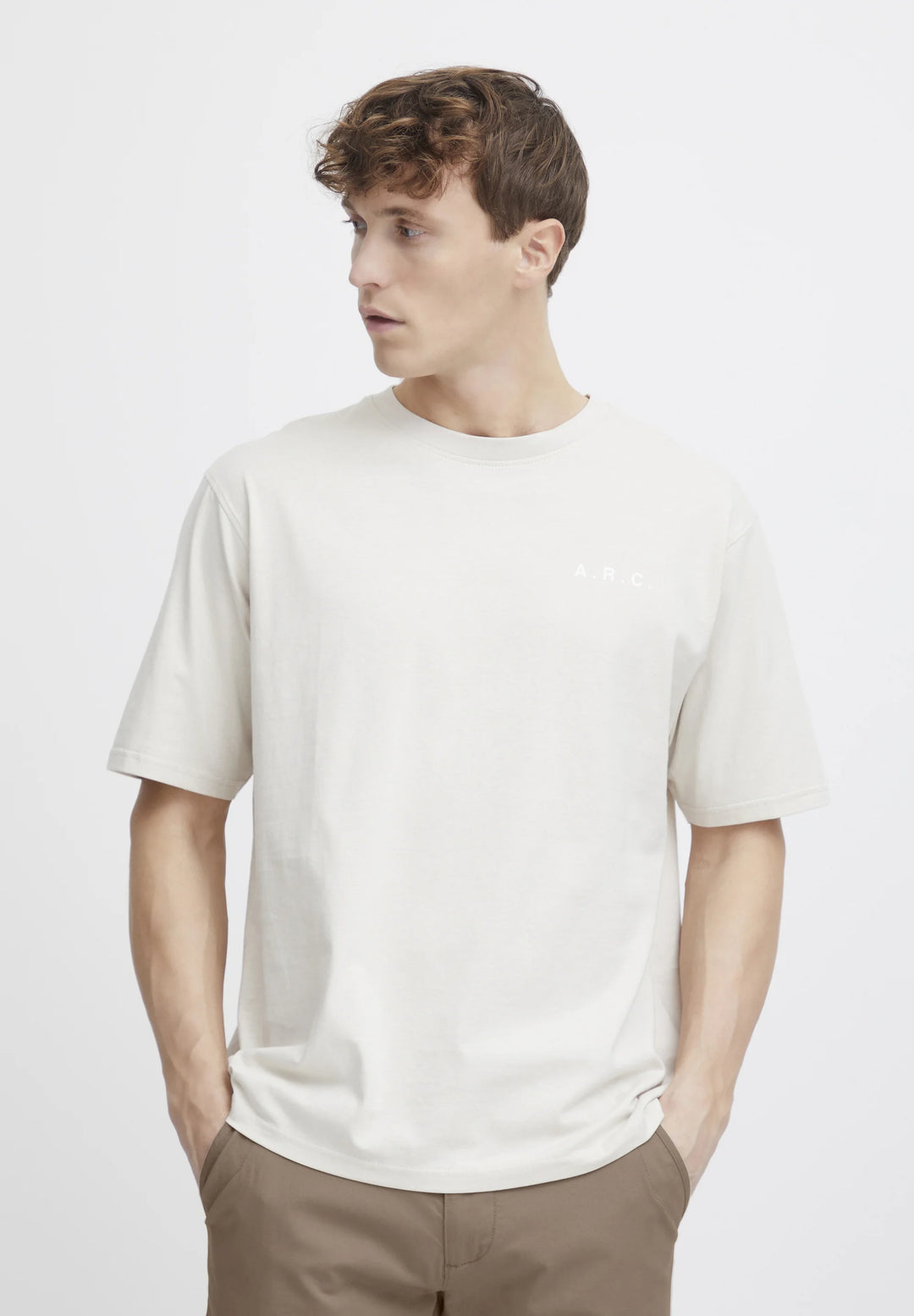 Solid ELAN - Print T-shirt in Oatmeal