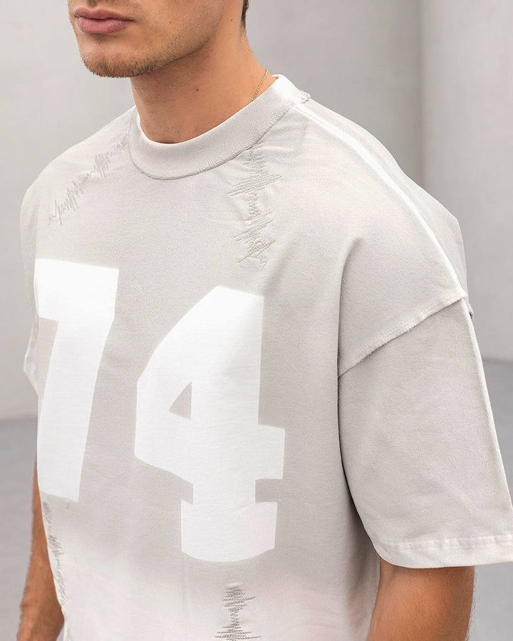 2morrow Graphic Stitch T-shirt in Beige