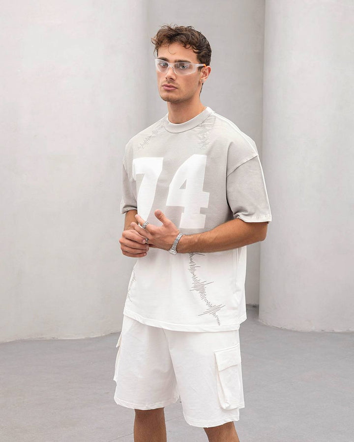 2morrow Graphic Stitch T-shirt in Beige