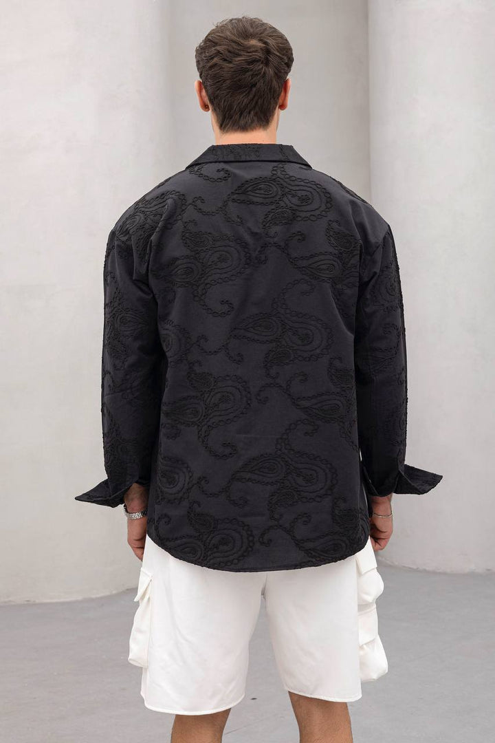 2morrow Vine Embroidery Shirt in Black