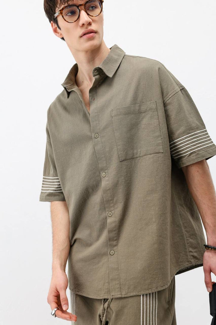 Vamos Short Sleeve Set in Khaki