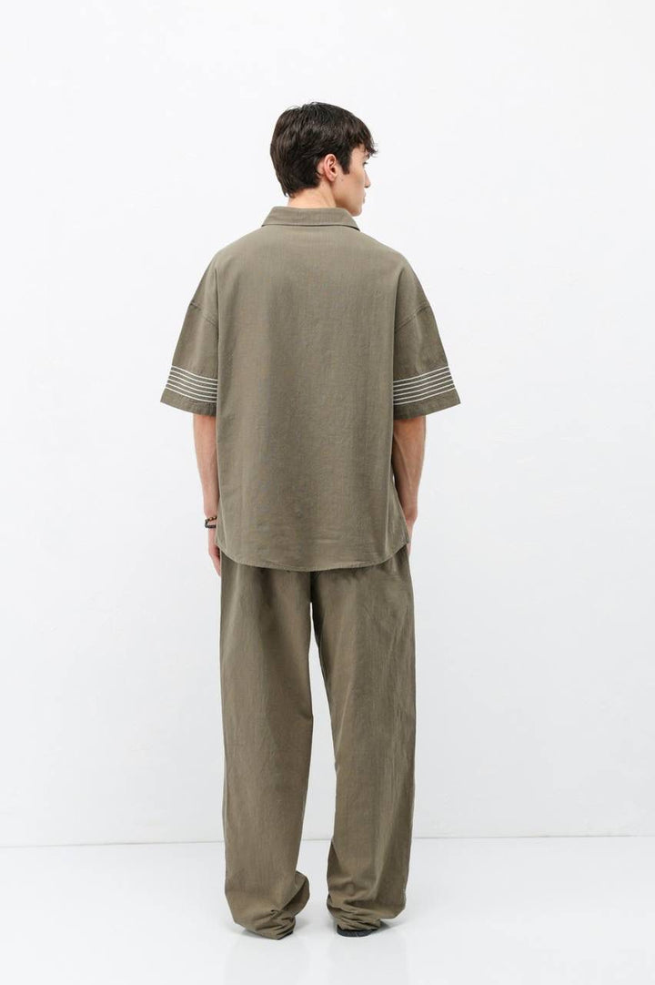 Vamos Short Sleeve Set in Khaki