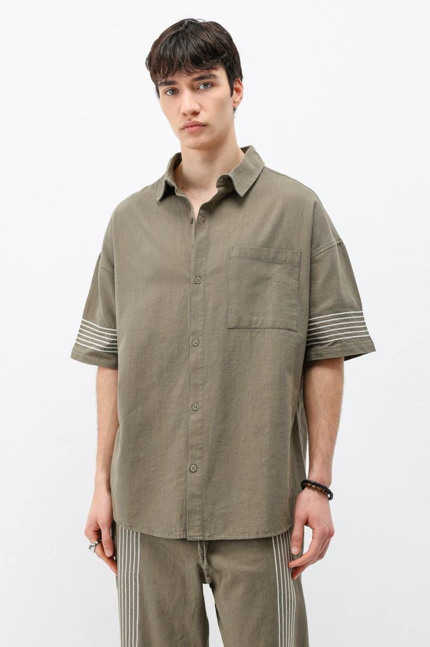 Vamos Short Sleeve Set in Khaki