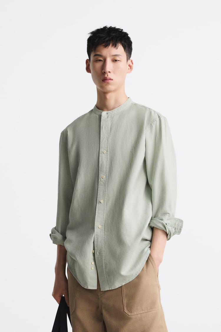 ZARA COTTON LINEN SHIRT SAGE GREEN – Garmisland