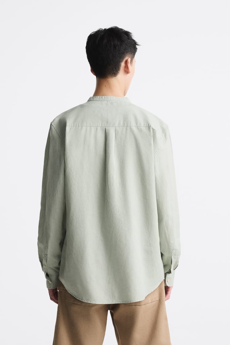 ZARA COTTON LINEN SHIRT SAGE GREEN