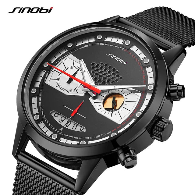 Sinobi Mens Casual Creative Watch in Black