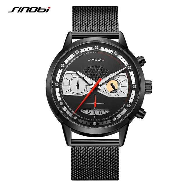 Sinobi Mens Casual Creative Watch in Black