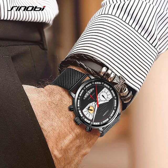 Sinobi Mens Casual Creative Watch in Black