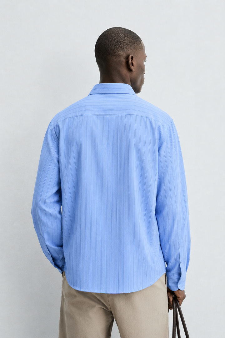 Vamos Double Pinstripe Shirt in Baby Blue