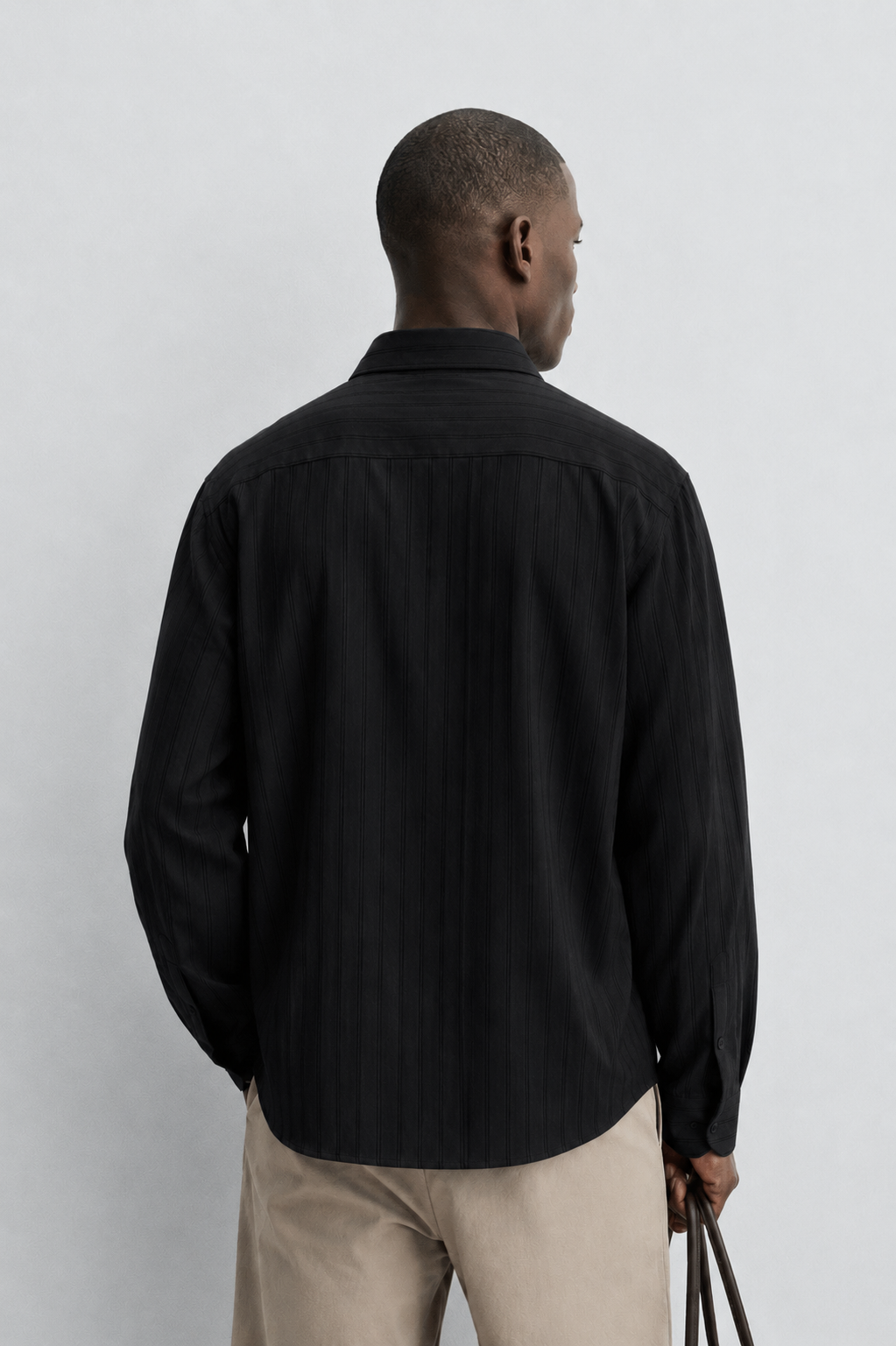 Vamos Double Pinstripe Shirt in Black