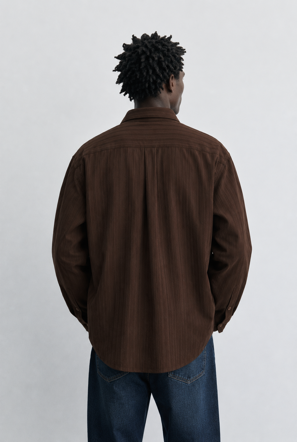 Vamos Double Pinstripe Shirt in Dark Brown